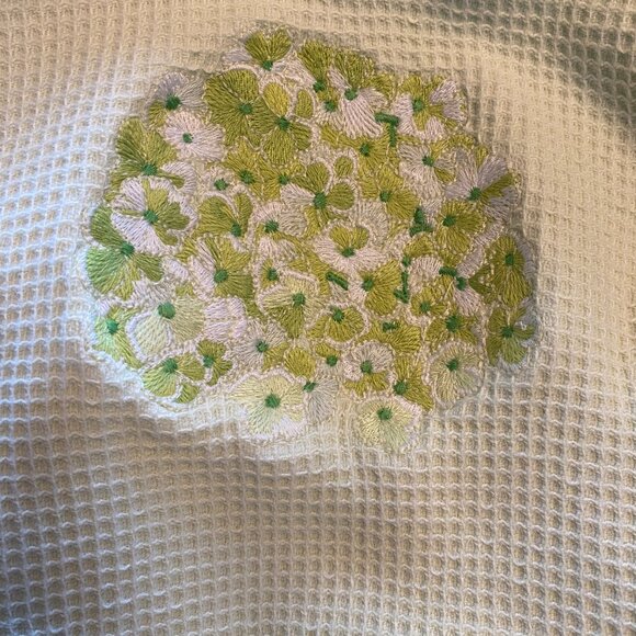 Yves Delorme Paris kimona robe Large unisex pale green waffle cotton luxury - Picture 8 of 10